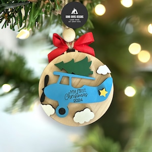 Primeiro enfeite de Natal do bebê/enfeite de avião/arquivo laser SVG SCORE