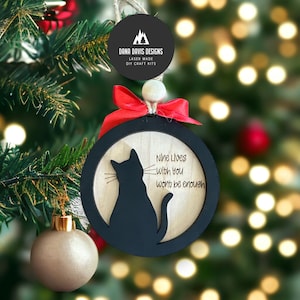 Adorno conmemorativo del gato-Adorno de Navidad- Archivo SVG Archivo láser - PUNTUACIÓN