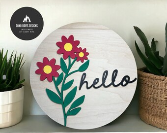 Hallo wilde bloemen lente deur hanger SVG-bestand