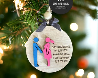 funny pregnant /expecting Christmas Ornament  - Laser File SVG SCORE