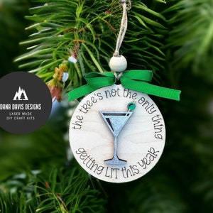 adult funny Christmas ornament / getting lit SVG laser file SCORE