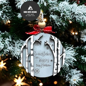 Memorial Christmas Ornament - Snowflake kisses SVG-laserbestand SCORE
