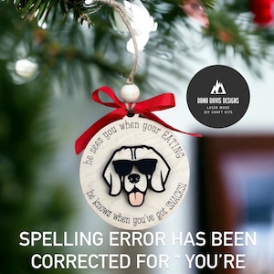 Chien drôle, ornement de Noël, ornement pour animal de compagnie, fichier laser, score SVG