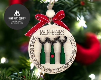 rein-beers funny Christmas ornament SVG laser file SCORE