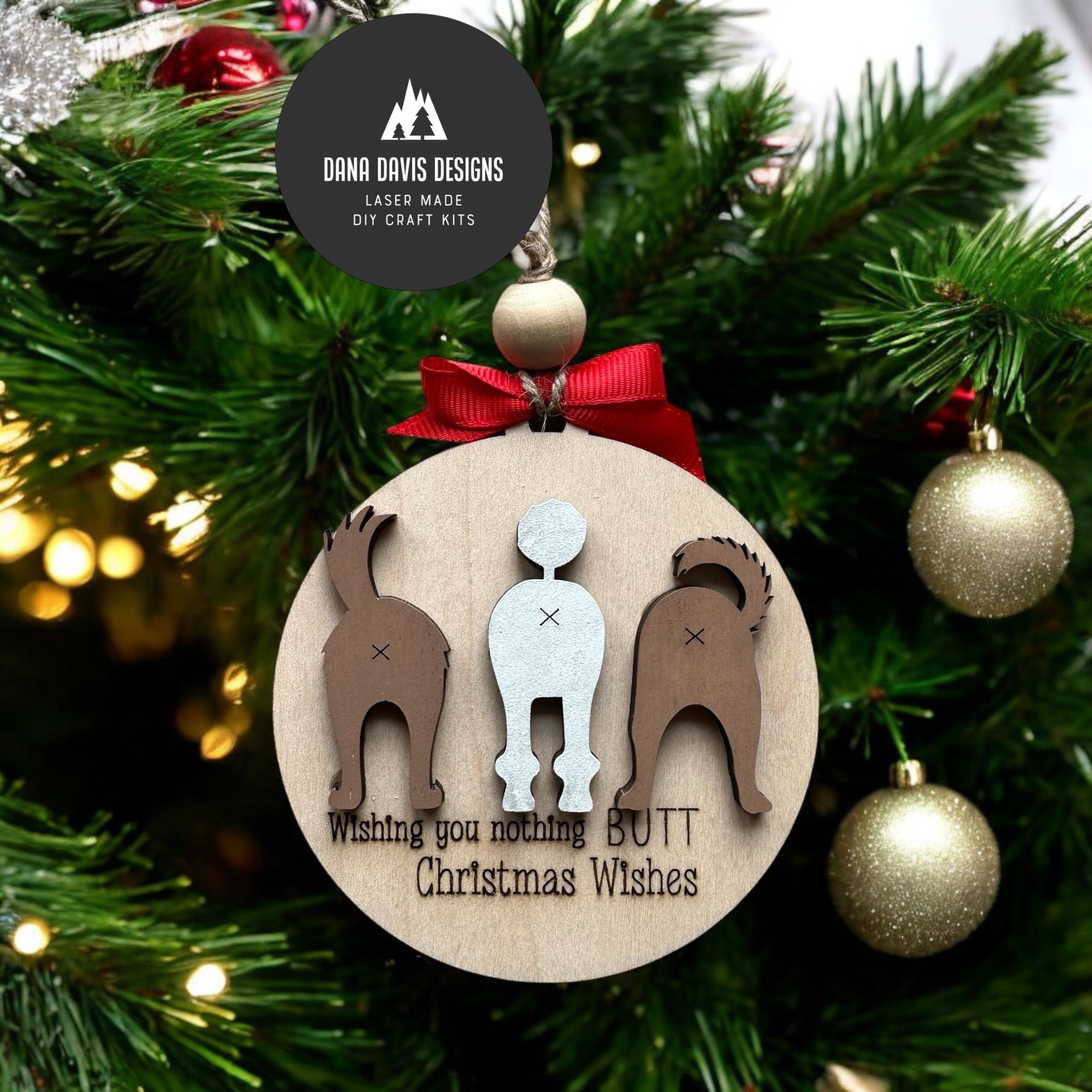 Funny Dog Christmas Ornament  - Laser File SVG SCORE
