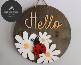 Lady bug Flower Door Hanger SVG file