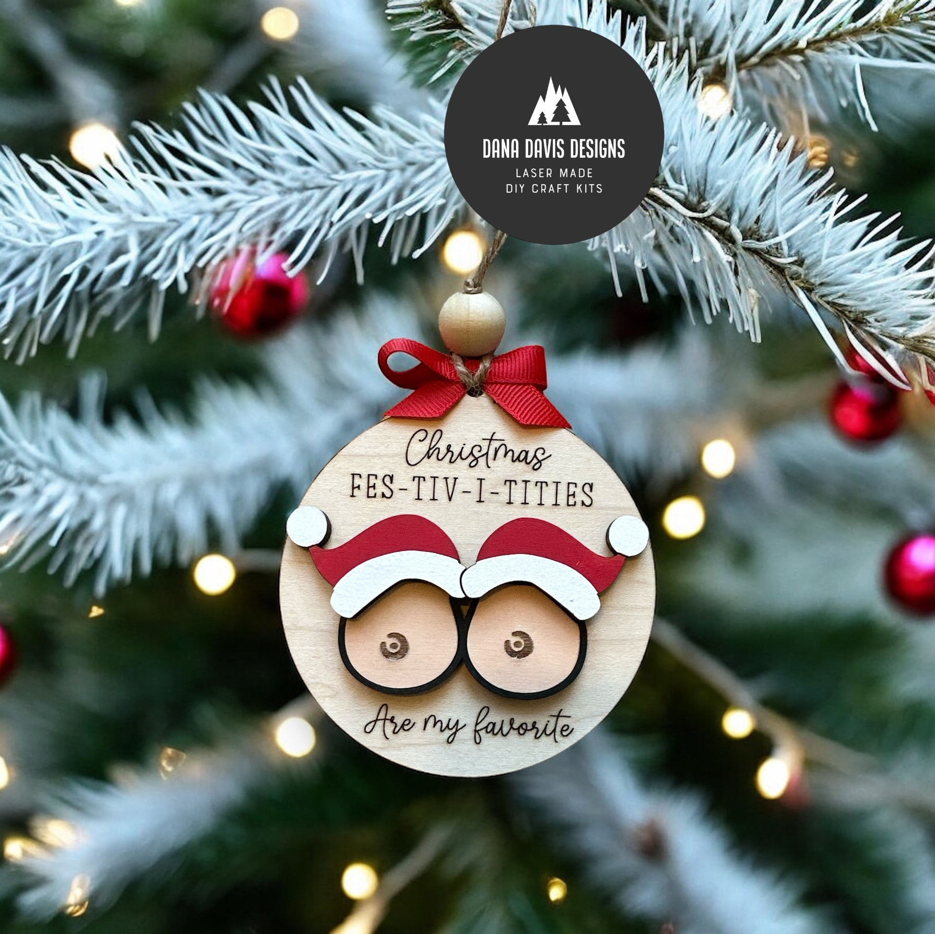 Funny adult Christmas Ornament  - Laser File SVG SCORE