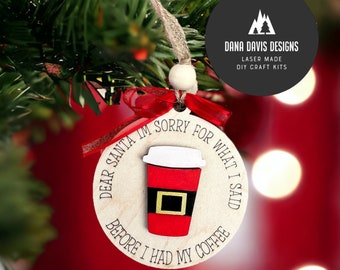Christmas coffee ornament funny svg laser file SCORE