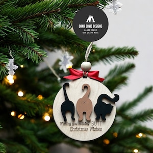 Décoration de Noël chat drôle - fichier laser SVG SCORE