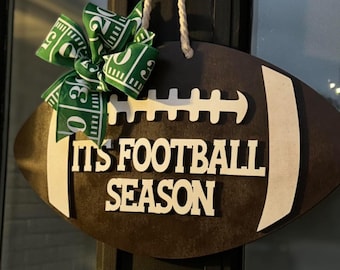 Its football season SVG -football shape door hanger SVG