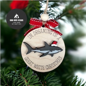 Ornement de Noël blanc ornement de requin Fichier laser SVG SCORE