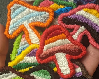 Handmade Pride Mushroom Patches - Stick-On
