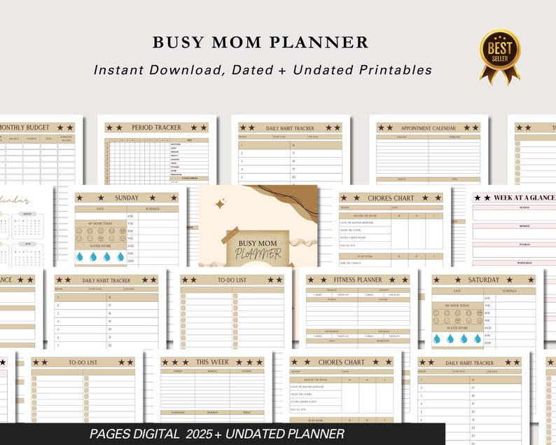 Busy Mom Planner | Printable Meal Planner, Shopping List & Family ...