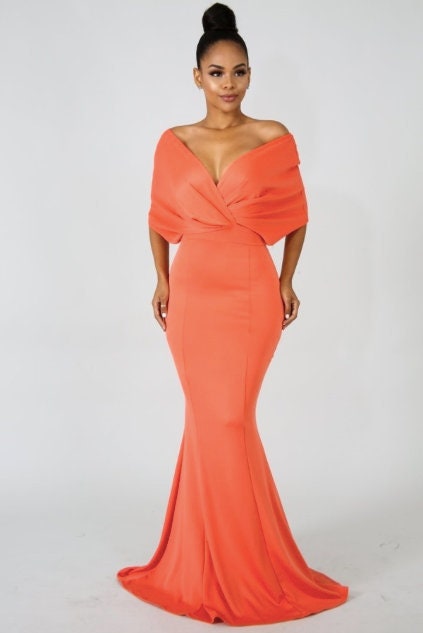 Coral elegant dresses discount