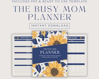 Busy Mom Planner PDF • Daily & Weekly Home Planner • Cleaning, Chores, Self Care and Family Schedule • Digital Download