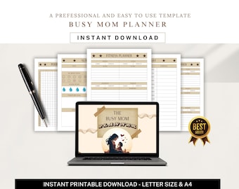 Busy Mom Planner | Printable Meal Planner, Shopping List & Family Organizer Templates - Digital Download