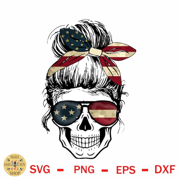 Download Discount 70% Skull American Flag Svg Messy Bun Skull Svg ...