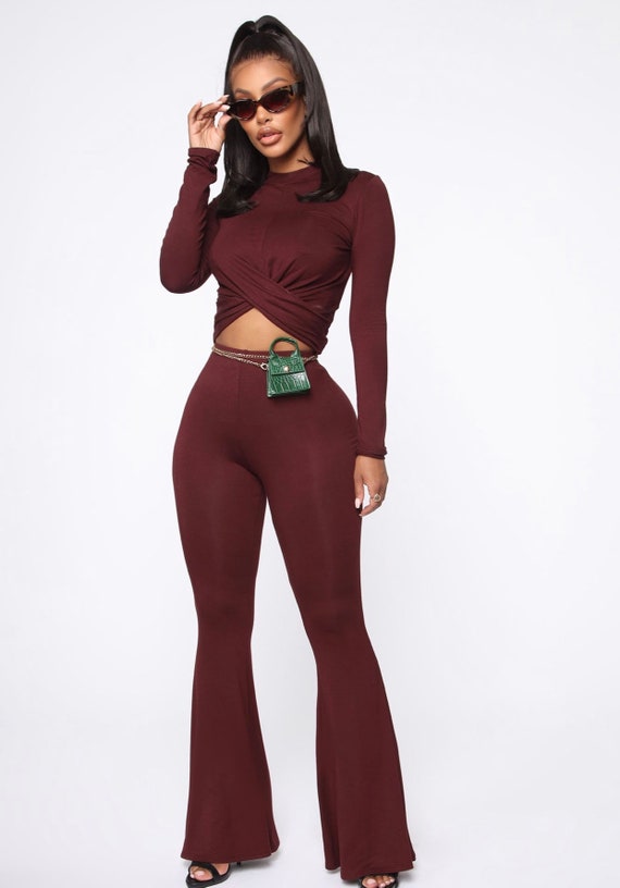 Crop top w/flare pant set