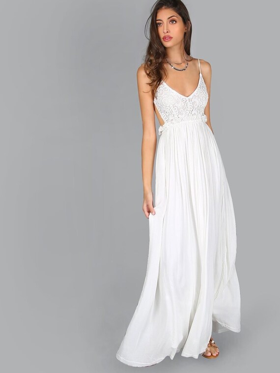 Spaghetti strap backless maxi dress