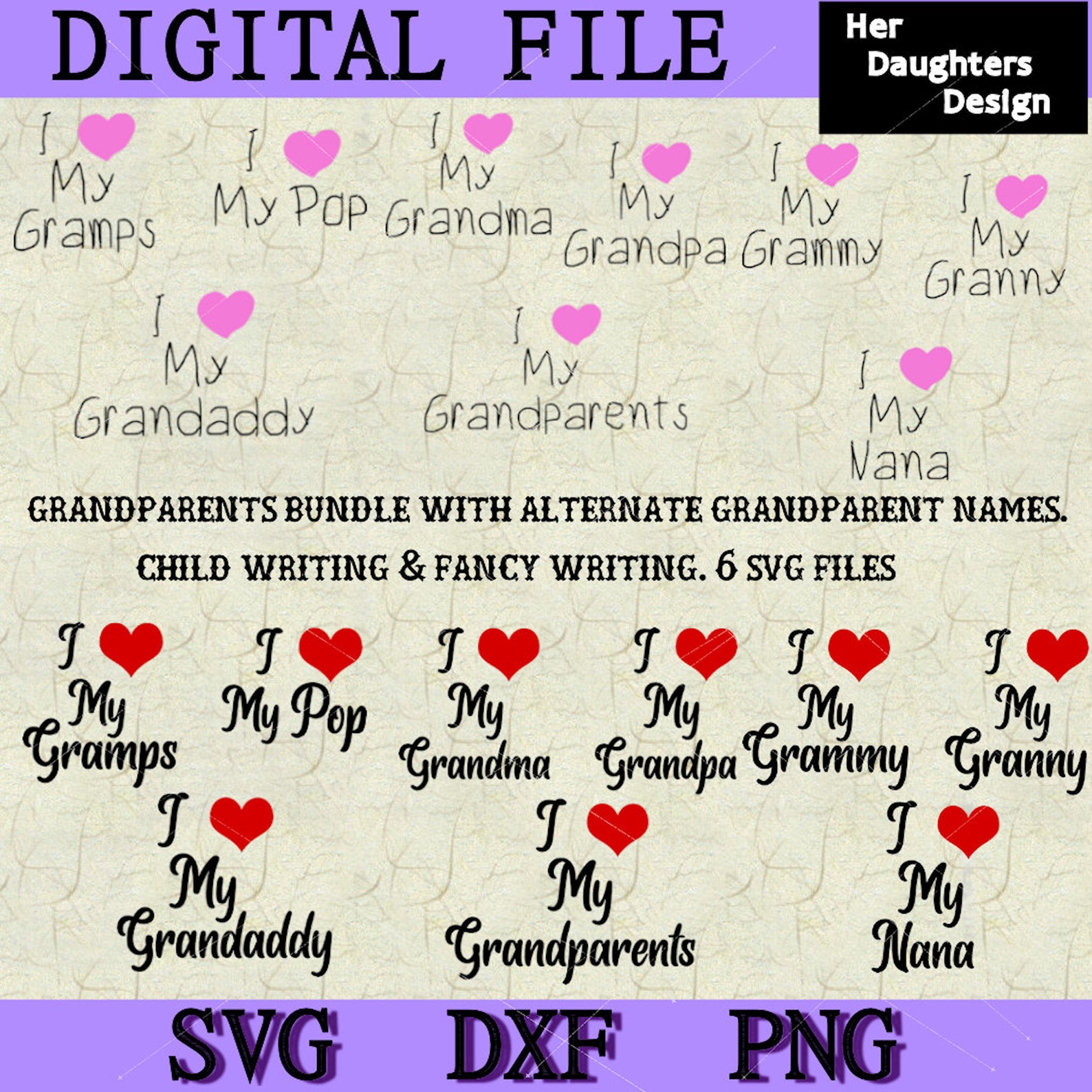 I Love My Grandparents Bundle Digital Cutting File Svg Png - Etsy