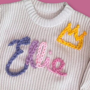 Crown Custom Baby Sweater, Gender reveal ideas, Embroidered Name Sweater, Baby Announcement, Baby Gift or Birthday Outfit