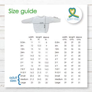 HEARTY HEART sweaters size chart guide