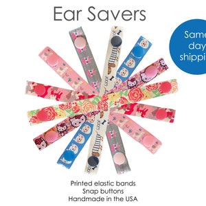 EAR SAVERS, elastic ear savers, Snap button ear savers, soft printed elastic