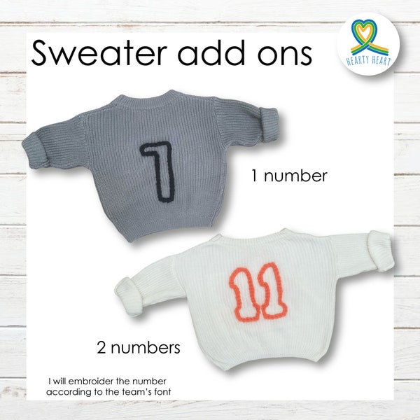 Add-ons name and number, custom name baby sweater, gender reveal ideas, baby registry, birthday outfit, gift for nephew friend son grandson