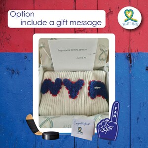Gift message forNew York Rangers sweater baby gift, Ice Hockey sweater, New born baby clothes, gender reveal ideas, Baby name sweater, New York team