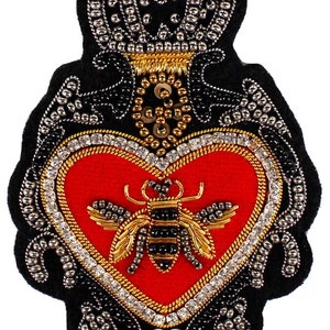 Iron on Patch, sew on patch, embroidery bee patch, beaded bee patch, queen bee patch