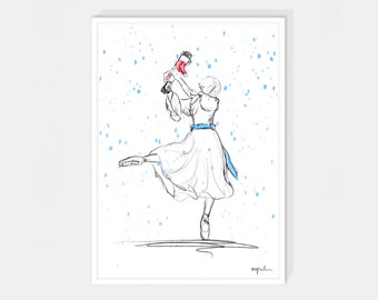 Ballerina wall art print, ballet art, nutcracker ballet, Clara art print, nutcracker art print, royal ballet, digital art, minimalist art