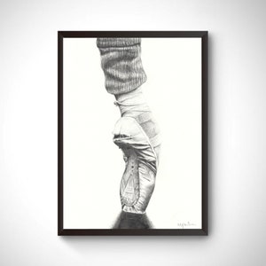 Ballerina pointe shoe pencil drawing, ballet wall art, ballet art print, pencil drawing, ballet shoe wall art, pencil drawing pointe shoe