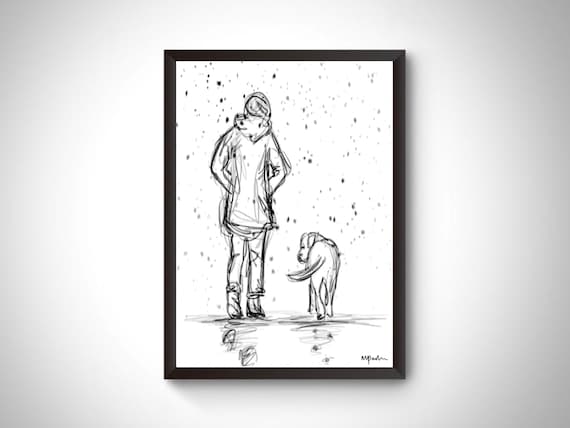 Dog Walker art print, dog walker gift art print, dog portrait, personalised dog art, dog walker art, weather, dog walk gifts, dog art print