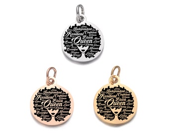 Personalized Charms Laser Engraved Charms Jewelry Supplies I/'m Black Mixed With Black Gold-Silver-Rose Gold Charm Melanin Charm