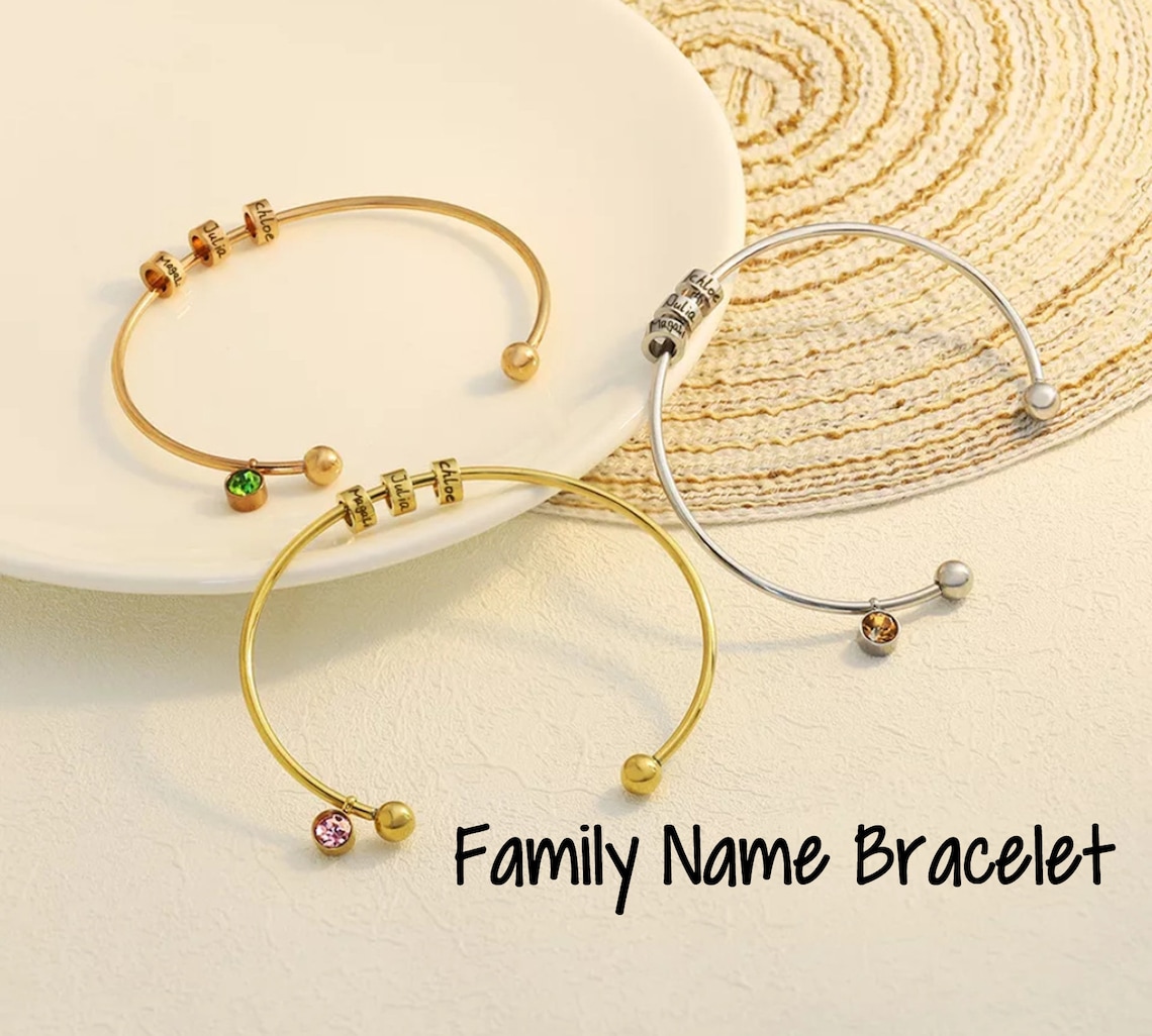Women Family Bracelet Family Name Bracelet Mom Bracelet Etsy