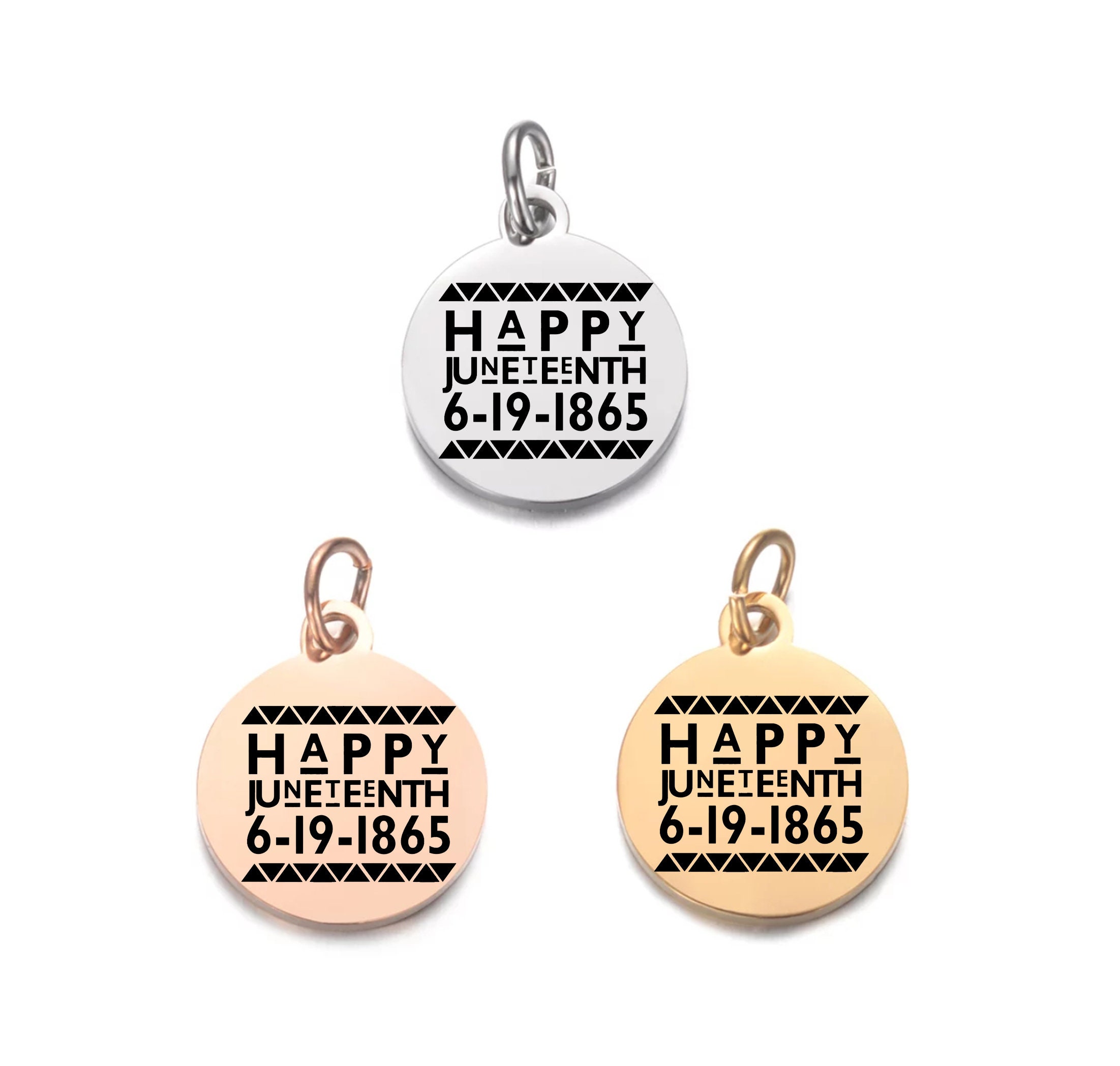 Happy Juneteenth - Gold-Silver-Rose Gold Charm - Black History Charm …