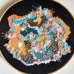 Bird of Paradise 7 inch abstract embroidery hoop handmade image 2
