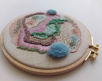 Dancing among the Mermaids - 6 inch abstract embroidery hoop - handmade wall art