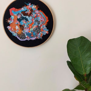 Bird of Paradise 7 inch abstract embroidery hoop handmade image 4