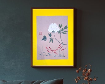 Original Hand Painted Wall art - Lucky pond - Frame included, Asian wall art by artist Ling