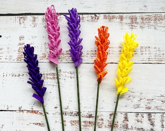 Handmade felt lavenders - 5 pieces of colorful lavenders, Valentines day, Ranunculus, Roses, Pansies, Anemone, Lilies, birthday gift