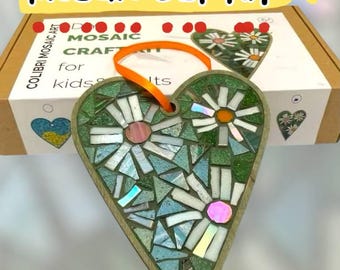 DIY Mosaic Heart Kit | Easy Craft for Kids & Adults | Glass Tile Art | Handmade Valentine Gift