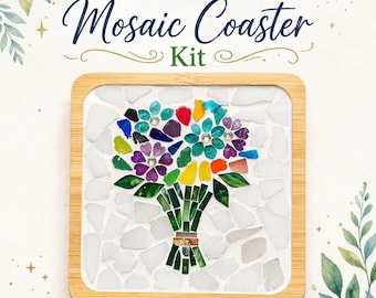 Floral Mosaic Coaster DIY Kit | Beginner Craft Kit | Mosaic Art Kit | Handmade Gift Idea | Relaxing DIY Craft | Home Decor Kit