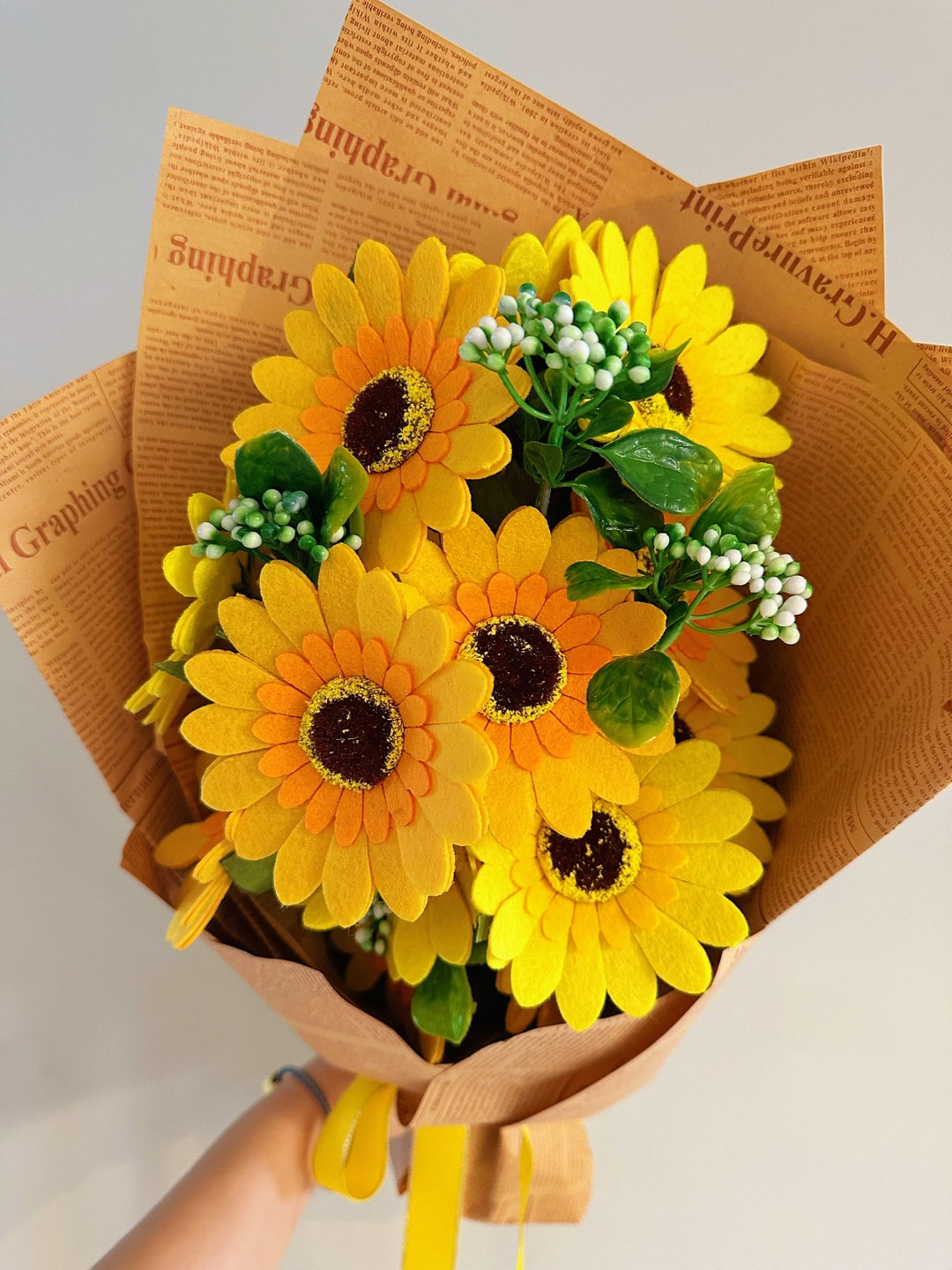 Handmade Felt Sunflowers Bouquet Big Felt Sunflowers Bouquet, Felt