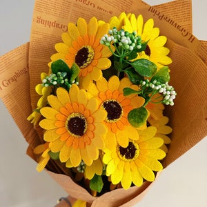 Handmade felt sunflowers bouquet Big Felt Sunflowers bouquet, Felt flowers bouquet, Sunflowers, birthday gift, mother's day gift image 1