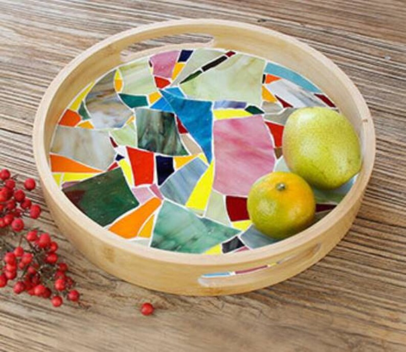 DIY Mosaic Wooden Tray DIY Food Tray Mosaic Glass Diy Kit Etsy