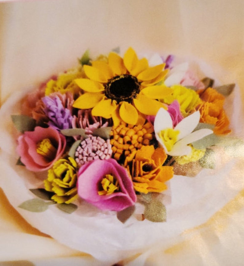 DIY Felt Flower Bouquet Kit Big Felt Flower Bouquet Felt Etsy