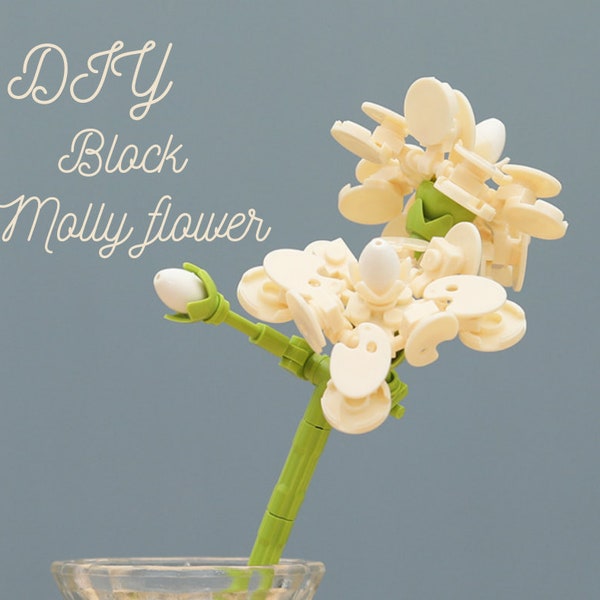 DIY Block flower, Single Molly flower stem, block flower building kit