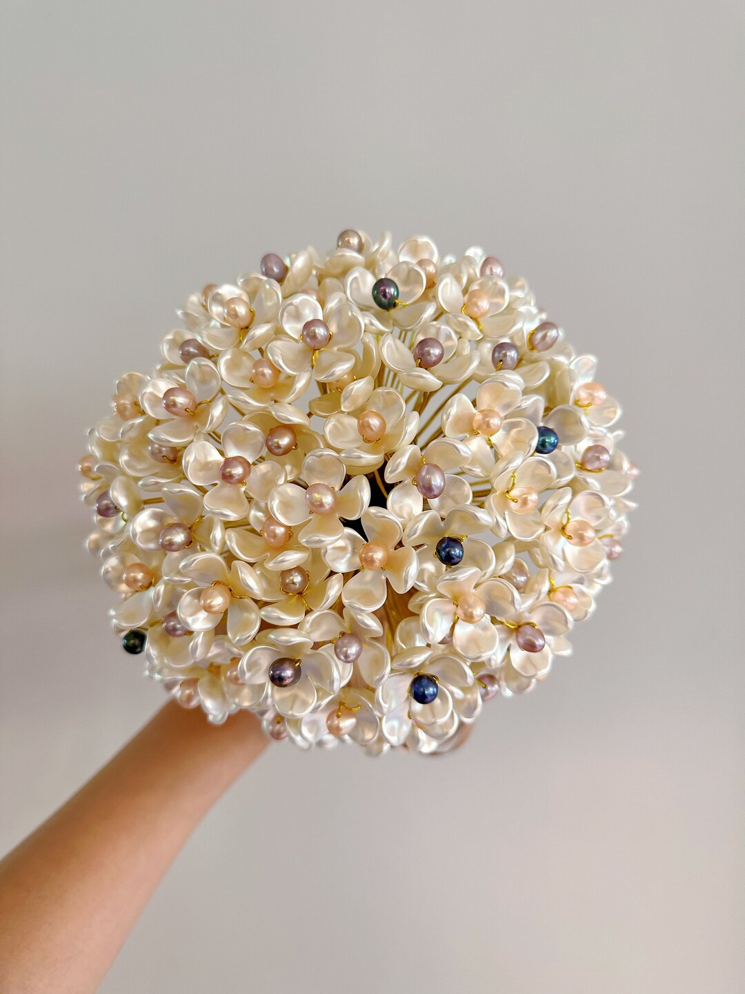 Pearl Flower Bouquet, Handmade Natural Pearl Flower Bouquet, Wedding Flowers, Bridal Bouquet
