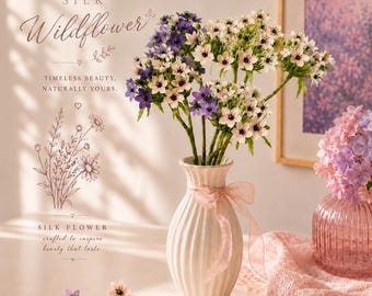 Silk Wildflower Bouquet, Artificial Wildflower Stems, Silk Meadow Flowers, Cottagecore Floral Decor, Spring Flower Arrangement, 3 Stem Pack